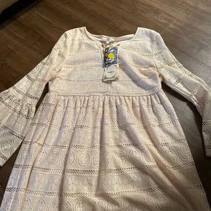 Entro Cream Bohemian Dress with Tassels and Lace